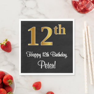 12:e födelsedag ~ Elegant Luxurious Faux Guld Se n Pappersservett
