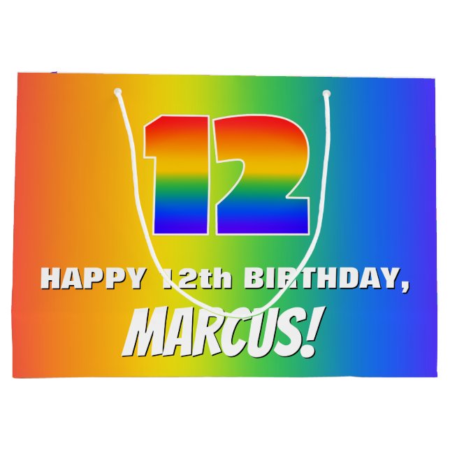 12:e födelsedag: färgfull, Roligt Rainbow Mönster  (Baksidan)