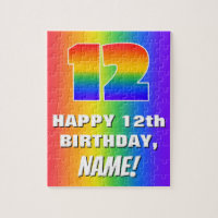 12:e födelsedag: färgfull, Roligt Rainbow Mönster
