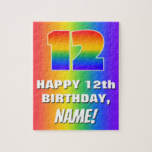 12:e födelsedag: färgfull, Roligt Rainbow Mönster Pussel
