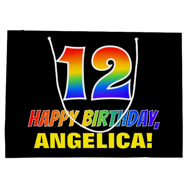 12:e födelsedag: fetstil, Roligt, enkel, regnbåge  (Baksidan)