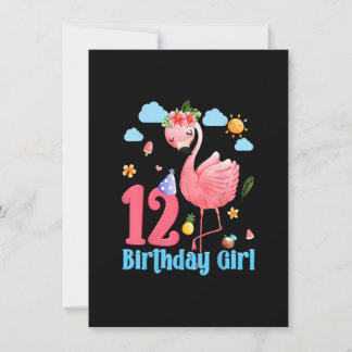 12:e födelsedag flickor Flamingo 12 år gammal trop Inbjudningar