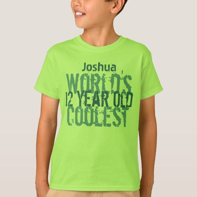 12:e födelsedag Gift World's Coolest 12 Year Old B Tee (Framsida)
