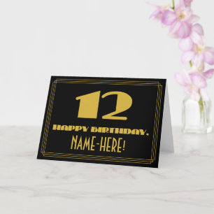 12:e födelsedag: Namn + Art Deco Inspired Titta "1 Kort