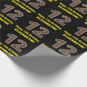 12:e födelsedag: Namn & Faux Wood Grain Mönster "1 Presentpapper