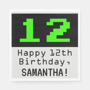 12:e födelsedag - Nerdy/Geeky Stil "12" och Namn Pappersservett