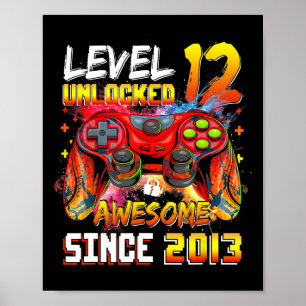 12:e födelsedag nivå 12 Olåst Fantastisk 2013 V Poster