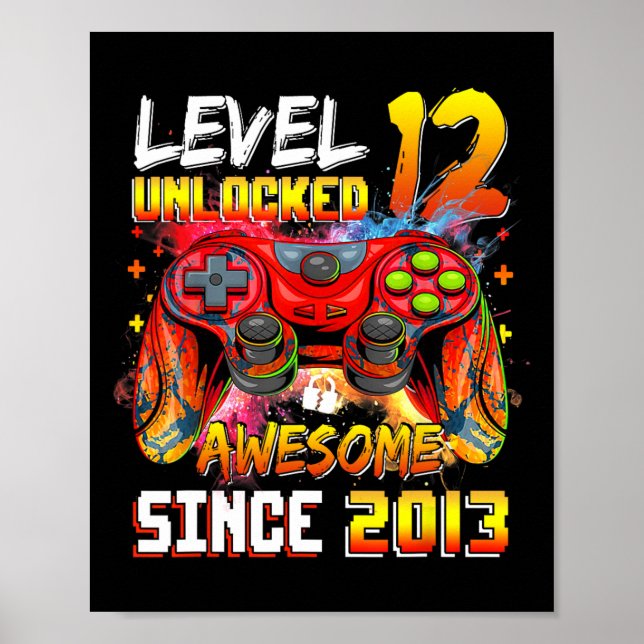 12:e födelsedag nivå 12 Olåst Fantastisk 2013 V Poster (Framsidan)