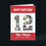 12:e födelsedag nummer 12 Fotokollage Kort<br><div class="desc">Fira 12:e födelsedag eller bröllop-årsdag med den här utskrivbara fotokollagen. Välj dina favoritfoton för visning. Anpassa namn, text och datum för att passa tillfälle. Det här kommer att bli en underbar keepy med personlig-budskap att se tillbaka på med familj och vänner. Om du behöver något annat nummer som kollage, kan...</div>