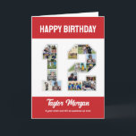 12:e födelsedag nummer 12 Fotokollage Kort<br><div class="desc">Fira 12:e födelsedag eller bröllop-årsdag med den här utskrivbara fotokollagen. Välj dina favoritfoton för visning. Anpassa namn, text och datum för att passa tillfälle. Det här kommer att bli en underbar keepy med personlig-budskap att se tillbaka på med familj och vänner. Om du behöver något annat nummer som kollage, kan...</div>