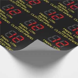 12:e födelsedag: Red Digital Clock Stil "12" + Nam Presentpapper