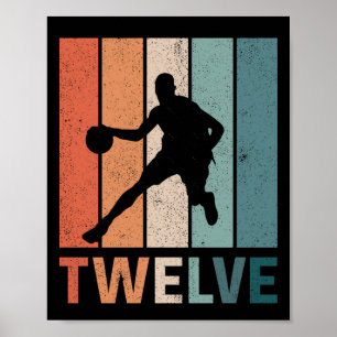 12:e födelsedag Retro Basketball Älskare 12 år gam Poster