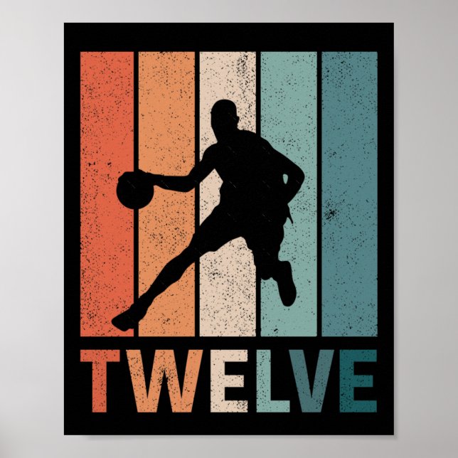 12:e födelsedag Retro Basketball Älskare 12 år gam Poster (Framsidan)