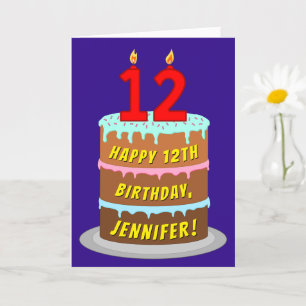 12:e födelsedag: Roligt Cake and Candles + eget na Kort