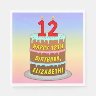 12:e födelsedag: Roligt Cake and Candles + eget na Pappersservett