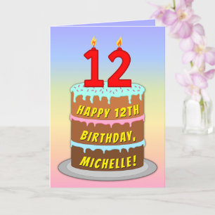 12:e födelsedag - Roligt Cake & Candles, med eget Kort