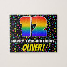 12:e födelsedag - Roligt, färgfläckig stjärna Fält