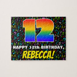 12:e födelsedag - Roligt, färgstarka musiksymboler Pussel