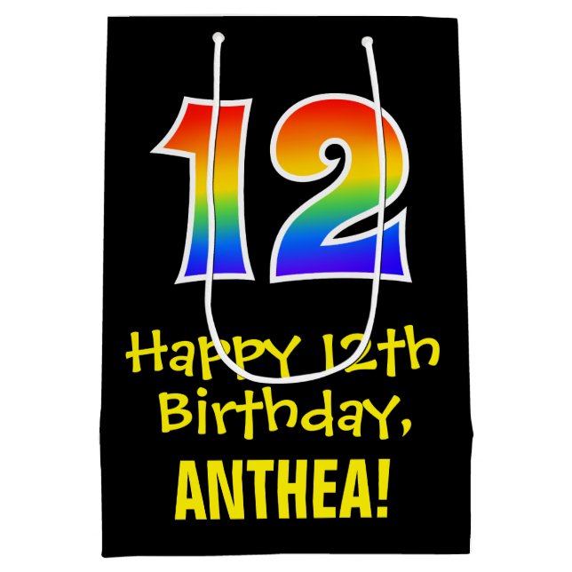12:e födelsedag: Roligt, fetstil, färgämnen, regnb (Baksidan)