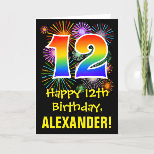 12:e födelsedag: Roligt Fireworks Mönster + Rainbo Kort
