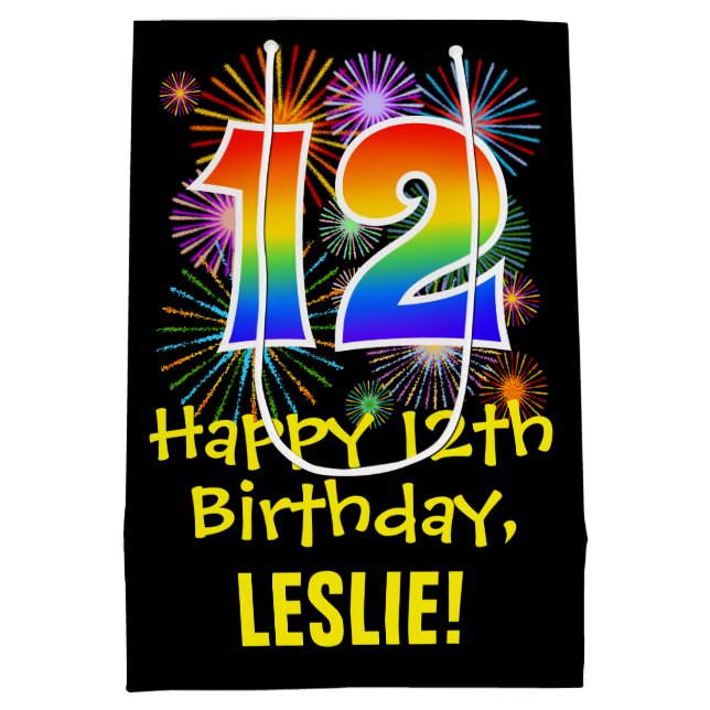 12:e födelsedag: Roligt Fireworks Mönster + regnbå (Baksidan)