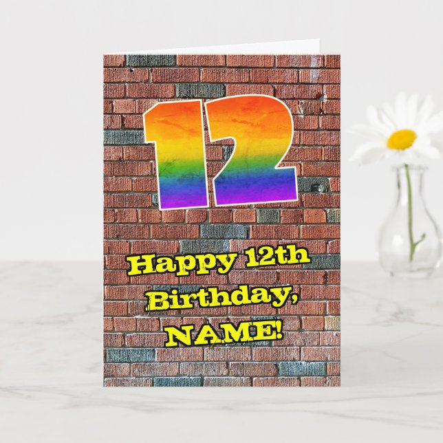 12:e födelsedag: Roligt Graffiti-Inspired Rainbow  Kort (Liten växt)
