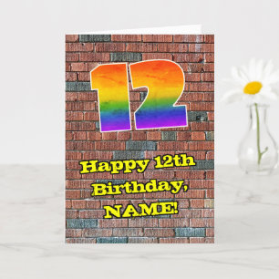 12:e födelsedag: Roligt Graffiti-Inspired Rainbow Kort