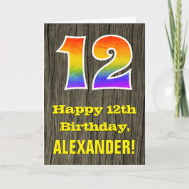 12:e födelsedag: Rustic Faux Wood look, Rainbow ’1 Kort