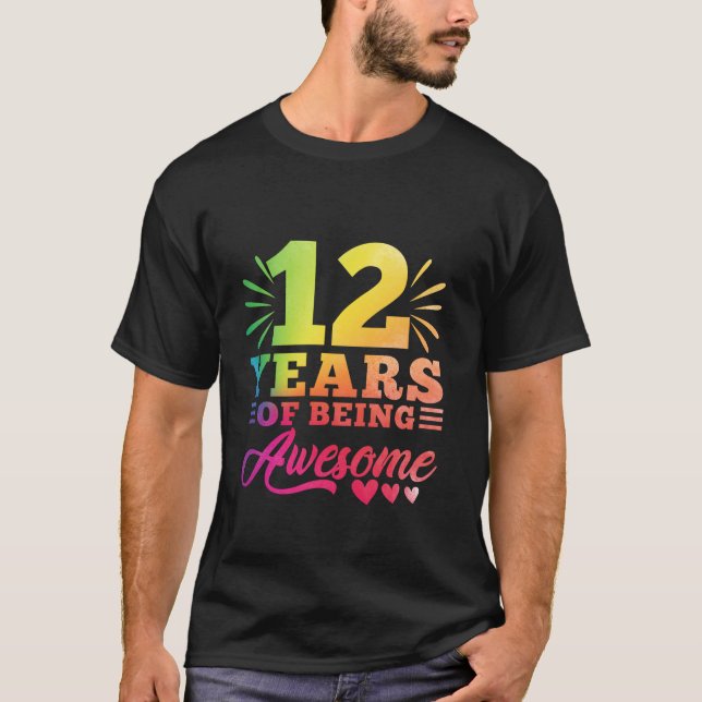 12:e födelsedag Tie Dye 12-årig 12-flicksår Bei T Shirt (Framsida)