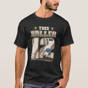 12:e födelsedag tolv år gammal baskspelare t shirt