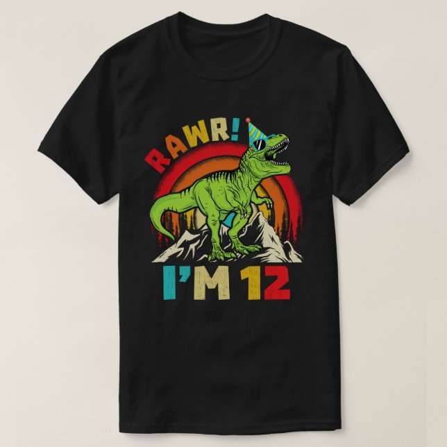 12:e födelsedagsdoktor T Rex Rawr I är 12 för pojk Shirt (Design framsida)
