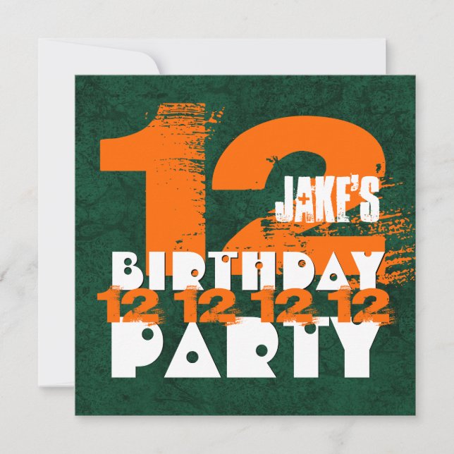 12:e Födelsedagsfest 12 år gammal Grunge Z12A Inbjudningar (Framsida)