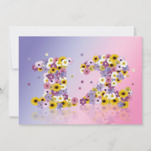 12:e Födelsedagsfest, med blomstrat brev Inbjudningar