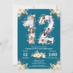 12:e: Gulten Flower för fotogallring under födelse Inbjudningar