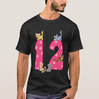 12:e katt födelsedagsfirande 12 år gammal kattunge t shirt