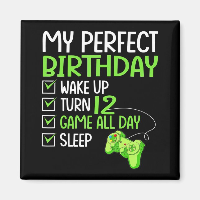 12:e Perfekt Birthday Boys Gaming 12 år gammal Gif Magnet (Framsidan)