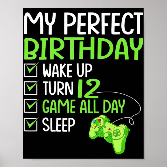12:e Perfekt Birthday Boys Gaming 12 år gammal Gif Poster (Framsidan)