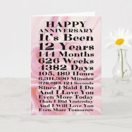 12:e Silke Bröllop-årsdagen Kort