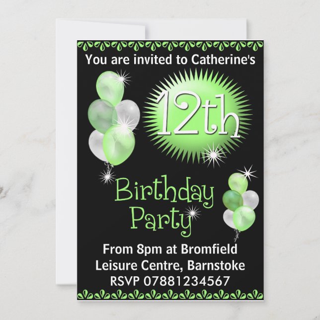 12:efödelsedagsfest inbjudan (Framsida)