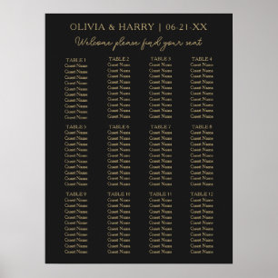 12 enkelt minimalistiskt sittdiagram för Bröllop m Poster
