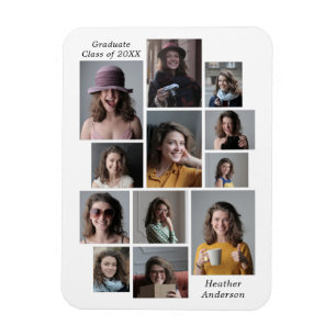 12 Flexibel fotokollage Student Namn Magnet