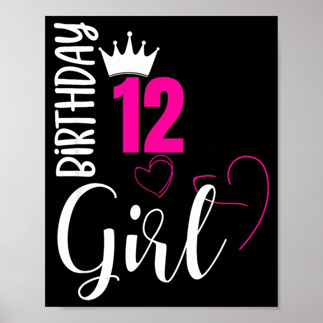 12 födelsedagsflicka glad 12-årsdag  poster (Framsidan)
