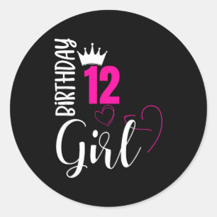 12 födelsedagsflicka glad 12-årsdag  runt klistermärke