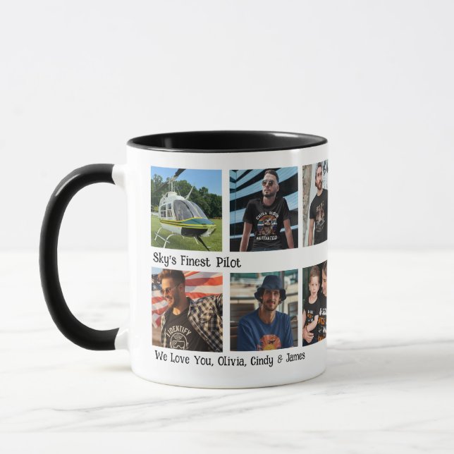 12 Foto Collage 'Himlens Finaste Pilot' Modern Mugg (Vänster)