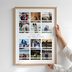 12 Foto Collage Kalender Alla Hjärtans Dag Poster