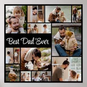 12 Foto Collage Världens bästa pappa Poster
