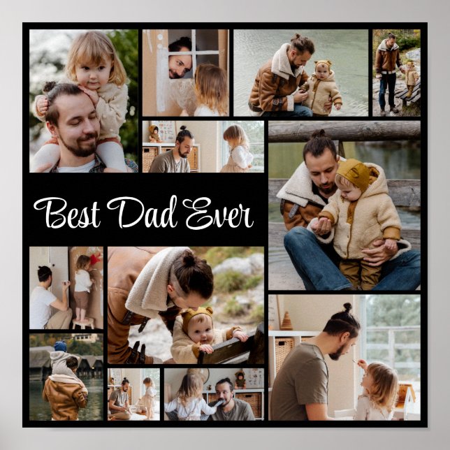 12 Foto Collage Världens bästa pappa Poster (Framsidan)
