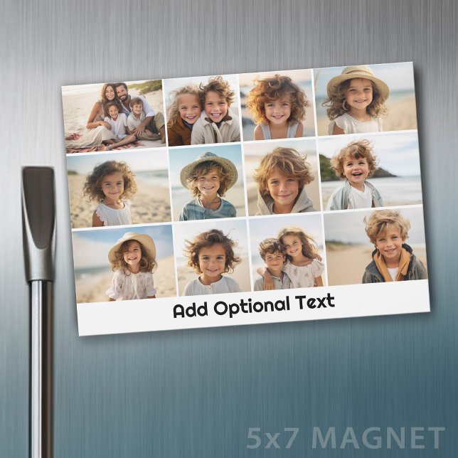 12 Foto Grid Collage - Vit - Mod Typ Magnet (Photo Magnet - 5x7)