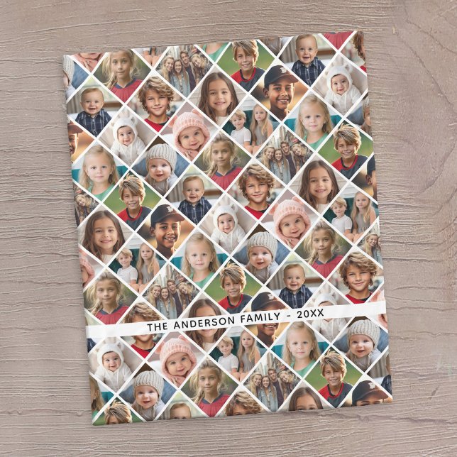 12 Foto Instagram Collage - diamantformat rutnät Fleecefilt (photo personalized fleece blanket with a message in the middle)