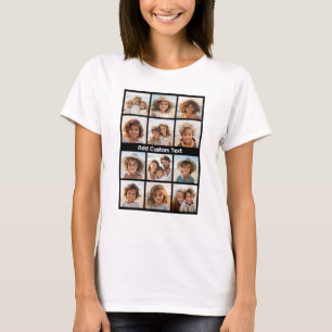 12 Foto Instagram Collage med svart bakgrund Tee Shirt